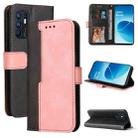 For OPPO Reno6 4G Business Stitching-Color Horizontal Flip PU Leather Phone Case(Pink) - 1