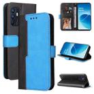 For OPPO Reno6 4G Business Stitching-Color Horizontal Flip PU Leather Phone Case(Blue) - 1