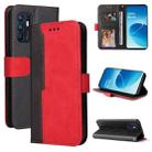 For OPPO Reno6 4G Business Stitching-Color Horizontal Flip PU Leather Phone Case(Red) - 1