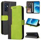 For OPPO Reno6 4G Business Stitching-Color Horizontal Flip PU Leather Phone Case(Green) - 1