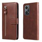 For OPPO Realme GT Neo2 Calf Texture Zipper Horizontal Flip Leather Phone Case(Brown) - 1