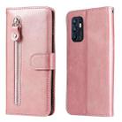 For OPPO Reno6 4G Calf Texture Zipper Horizontal Flip Leather Phone Case(Rose Gold) - 1