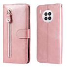 For Huawei nova 8i / Honor 50 Lite Calf Texture Zipper Horizontal Flip Leather Phone Case(Rose Gold) - 1