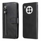 For Huawei nova 8i / Honor 50 Lite Calf Texture Zipper Horizontal Flip Leather Phone Case(Black) - 1