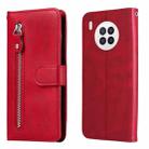 For Huawei nova 8i / Honor 50 Lite Calf Texture Zipper Horizontal Flip Leather Phone Case(Red) - 1