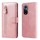 For Huawei nova 9 / Honor 50 5G Calf Texture Zipper Horizontal Flip Leather Phone Case(Rose Gold) - 1