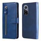 For Huawei nova 9 / Honor 50 5G Calf Texture Zipper Horizontal Flip Leather Phone Case(Blue) - 1