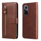 For Huawei nova 9 / Honor 50 5G Calf Texture Zipper Horizontal Flip Leather Phone Case(Brown) - 1