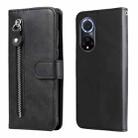 For Huawei nova 9 / Honor 50 5G Calf Texture Zipper Horizontal Flip Leather Phone Case(Black) - 1