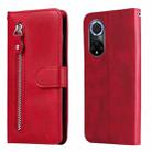 For Huawei nova 9 / Honor 50 5G Calf Texture Zipper Horizontal Flip Leather Phone Case(Red) - 1