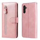 For Samsung Galaxy A13 5G Calf Texture Zipper Horizontal Flip Leather Phone Case(Rose Gold) - 1