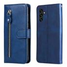 For Samsung Galaxy A13 5G Calf Texture Zipper Horizontal Flip Leather Phone Case(Blue) - 1