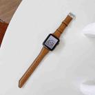 Knife Tail Shaped Cowhide Watch Band For Apple Watch Series 8&7 41mm / SE 2&6&SE&5&4 40mm / 3&2&1 38mm(Brown) - 1