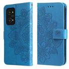 For OPPO Realme GT Neo2 7-petal Flowers Embossed Flip Leather Phone Case with Holder & Card Slots(Blue) - 1