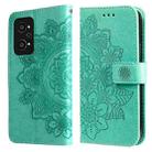 For OPPO Realme GT Neo2 7-petal Flowers Embossed Flip Leather Phone Case with Holder & Card Slots(Green) - 1