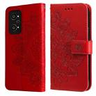 For OPPO Realme GT Neo2 7-petal Flowers Embossed Flip Leather Phone Case with Holder & Card Slots(Red) - 1