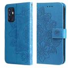 For OPPO Reno6 4G 7-petal Flowers Embossed Flip Leather Phone Case with Holder & Card Slots(Blue) - 1