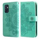 For OPPO Reno6 4G 7-petal Flowers Embossed Flip Leather Phone Case with Holder & Card Slots(Green) - 1