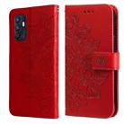 For OPPO Reno6 4G 7-petal Flowers Embossed Flip Leather Phone Case with Holder & Card Slots(Red) - 1