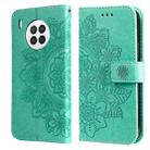 For Huawei nova 8i / Honor 50 Lite 7-petal Flowers Embossed Flip Leather Phone Case with Holder & Card Slots(Green) - 1