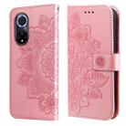 For Huawei nova 9 / Honor 50 7-petal Flowers Embossed Flip Leather Phone Case with Holder & Card Slots(Rose Gold) - 1