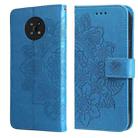 For Nokia G50 7-petal Flowers Embossed Flip Leather Phone Case with Holder & Card Slots(Blue) - 1