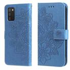 For Samsung Galaxy A03s (164.2mm) 7-petal Flowers Embossed Flip Leather Phone Case with Holder & Card Slots(Blue) - 1