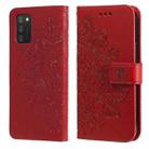 For Samsung Galaxy A03s (164.2mm) 7-petal Flowers Embossed Flip Leather Phone Case with Holder & Card Slots(Red) - 1