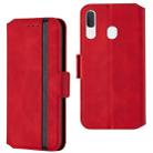 For Galaxy A20 / A30 Retro Frosted Oil Side Horizontal Flip Case with Holder & Card Slots(Red) - 1