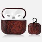 Snakeskin Texture Earphone Protective Case with Hang Buckle For AirPods 3(Coffee) - 1