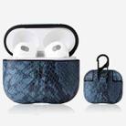 Snakeskin Texture Earphone Protective Case with Hang Buckle For AirPods 3(Blue) - 1