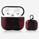 Snakeskin Texture and Leather Stitching Earphone Protective Case with Hang Buckle For AirPods 3(Wine Red) - 1