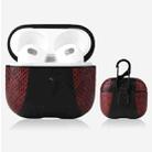 Snakeskin Texture and Leather Stitching Earphone Protective Case with Hang Buckle For AirPods 3(Coffee) - 1