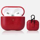 Crazy Horse Texture Earphone Protective Case with Hang Buckle For AirPods 3(Red) - 1