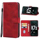 For OPPO K7x Leather Phone Case(Red) - 1