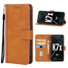 For OPPO K7x Leather Phone Case(Brown) - 1