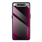 For Galaxy A80 / A90 Texture Gradient Glass Protective Case(Rose Red) - 1