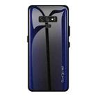 For Galaxy Note 9 Texture Gradient Glass Protective Case(Dark Blue) - 1