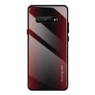 For Galaxy S10 Texture Gradient Glass Protective Case(Red) - 1