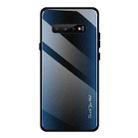 For Galaxy S10 Texture Gradient Glass Protective Case(Blue) - 1