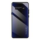 For Galaxy S10 Texture Gradient Glass Protective Case(Dark Blue) - 1