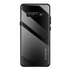 For Galaxy S10 Texture Gradient Glass Protective Case(Black) - 1