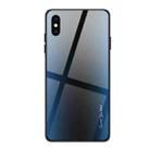 For iPhone XS Max Texture Gradient Glass Protective Case(Blue) - 1