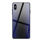 For iPhone XS Max Texture Gradient Glass Protective Case(Dark Blue) - 1