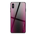 For iPhone XS Max Texture Gradient Glass Protective Case(Rose Red) - 1