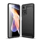 For Xiaomi Redmi Note 11 Pro Brushed Texture Carbon Fiber TPU Phone Case(Black) - 1