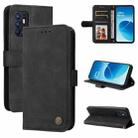 For OPPO Reno6 4G Skin Feel Life Tree Metal Button Horizontal Flip Leather Phone Case(Black) - 1