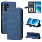 For OPPO Reno6 4G Skin Feel Life Tree Metal Button Horizontal Flip Leather Phone Case(Blue) - 1
