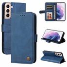 For Samsung Galaxy S22+ 5G Skin Feel Life Tree Metal Button Horizontal Flip Leather Phone Case(Blue) - 1