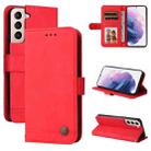 For Samsung Galaxy S22 Skin Feel Life Tree Metal Button Horizontal Flip Leather Phone Case(Red) - 1